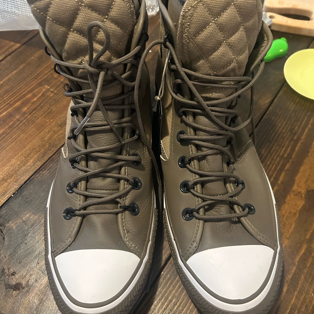 High-Top Olive Green Converse Sneakers